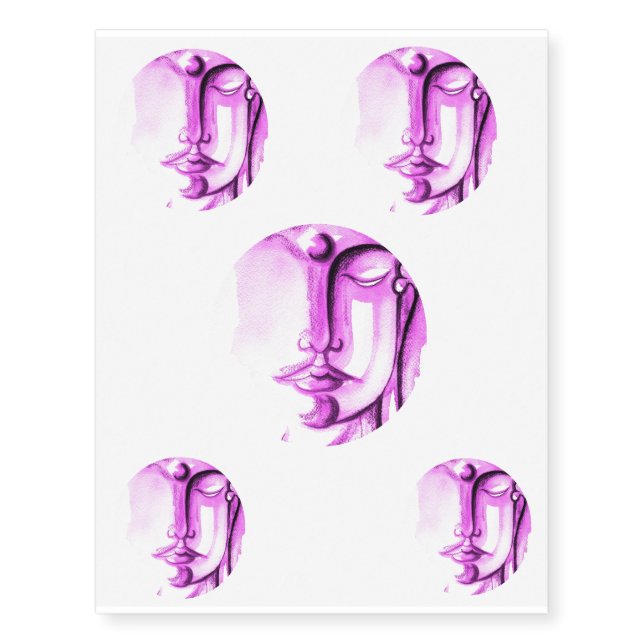 VIOLET BUDDHA FACES Temporary Tattoos (Front)