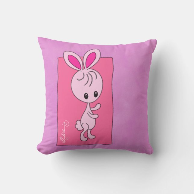 "Violet" Bunny Throw Pillow (Front)