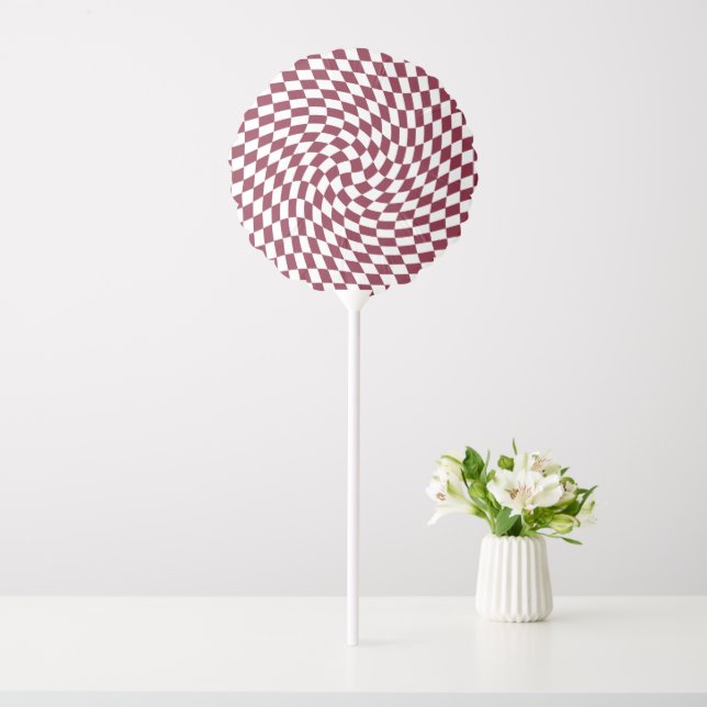 Violet Burgundy Wedding Collection Check Checkered Balloon (In SItu)