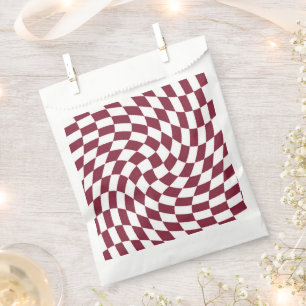 Violet Burgundy Wedding Collection Check Checkered Favor Bag