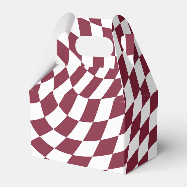 Violet Burgundy Wedding Collection Check Checkered Favor Boxes (Front Side)