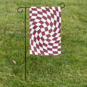 Violet Burgundy Wedding Collection Check Checkered Garden Flag
