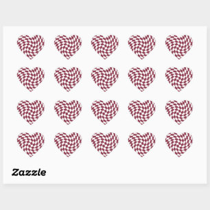 Violet Burgundy Wedding Collection Check Checkered Heart Sticker