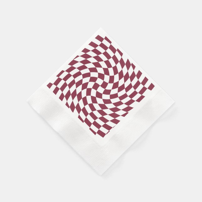 Violet Burgundy Wedding Collection Check Checkered Napkins (Corner)