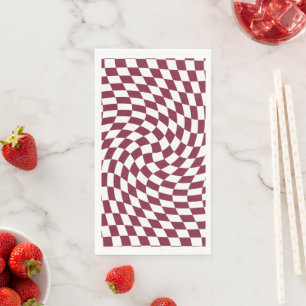 Violet Burgundy Wedding Collection Check Checkered Paper Guest Towels