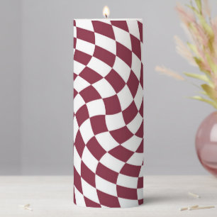 Violet Burgundy Wedding Collection Check Checkered Pillar Candle