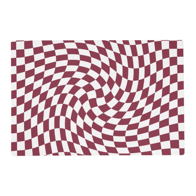 Violet Burgundy Wedding Collection Check Checkered Placemat (Front)