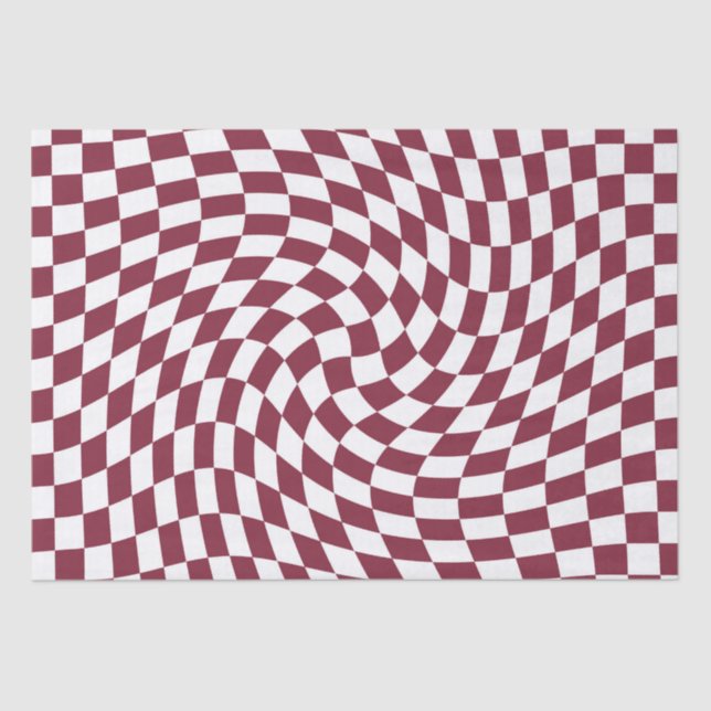 Violet Burgundy Wedding Collection Check Checkered Tissue Paper (Front)