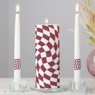 Violet Burgundy Wedding Collection Check Checkered Unity Candle Set