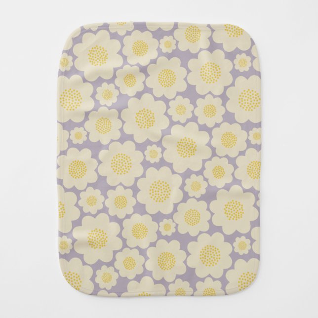 Violet Burp Cloth With Simple Flowers (Front)