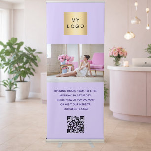 Violet business logo photo welcome QR-code Retractable Banner