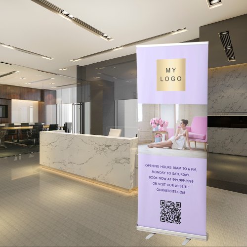 Violet business logo photo welcome QR_code Retractable Banner