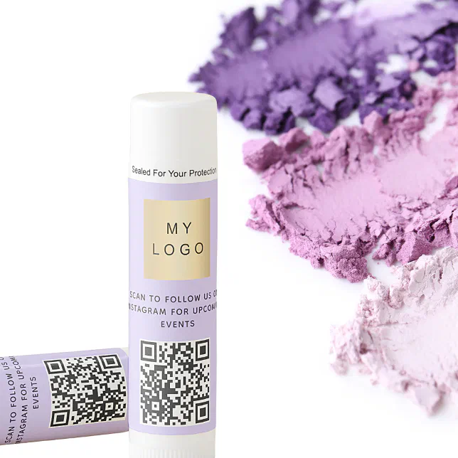 Violet business logo QR code instagram website Lip Balm | Zazzle