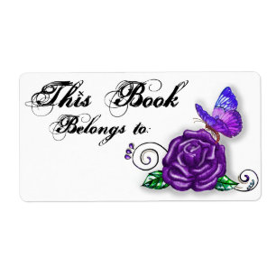 Violet Butterfly and Rose design Label
