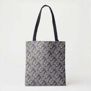 Violet Butterfly Pattern Tote Bag
