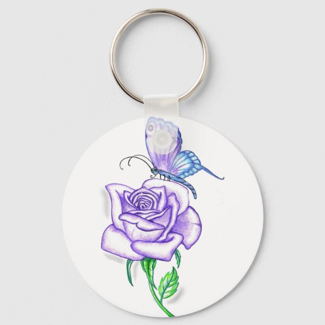 Violet Butterfly with Rose Keychain (Front)