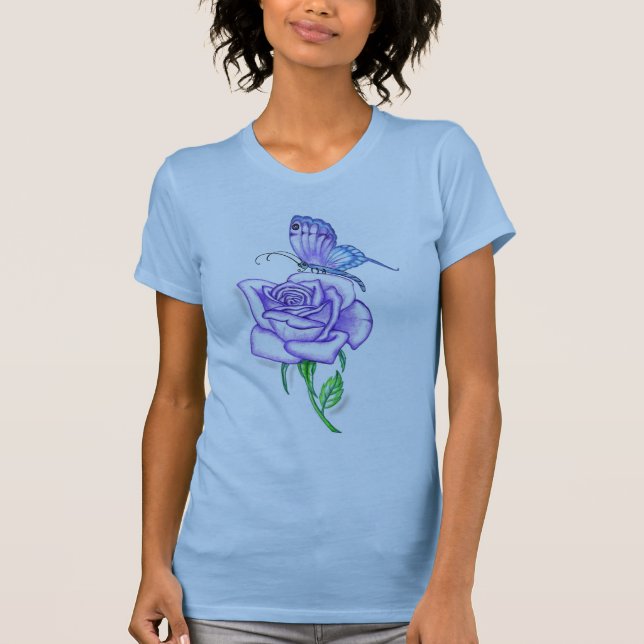 Violet Butterfly with Rose T-Shirt (Front)