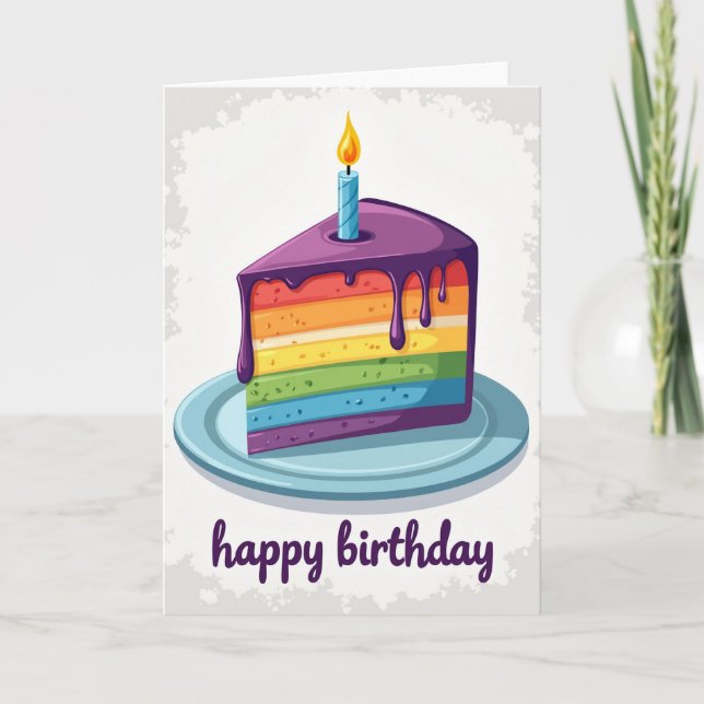 Violet Cake Birthday Card (Front)
