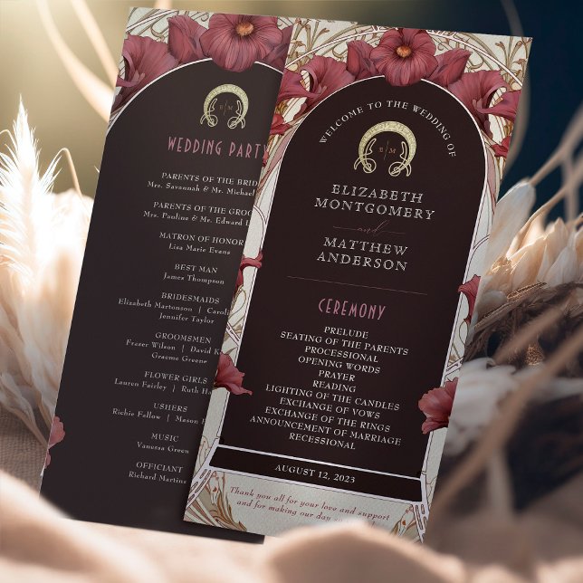 Violet Calla Lilies Wedding Program Art Nouveau (Creator Uploaded)