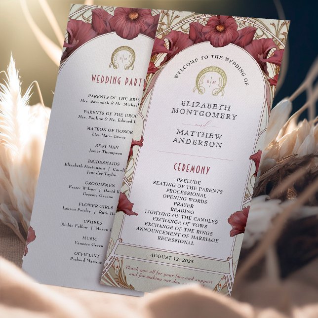 Violet Calla Lilies Wedding Program Art Nouveau (Creator Uploaded)