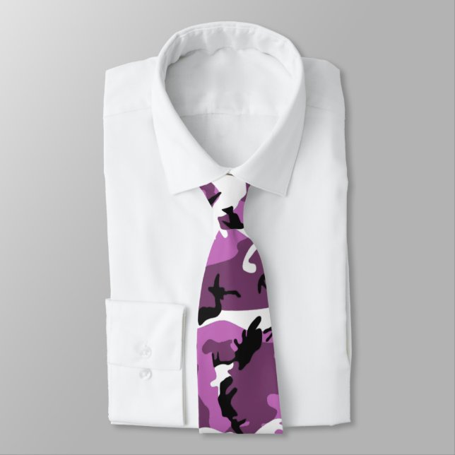 Violet Camo Neck Tie (Tied)