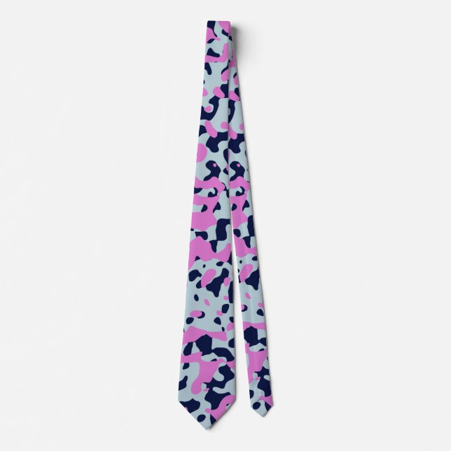Violet Camouflage in Deep Blue and Soft Blue Neck Tie (Front)