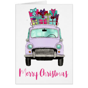 Violet Car with Christmas Gifts Cards