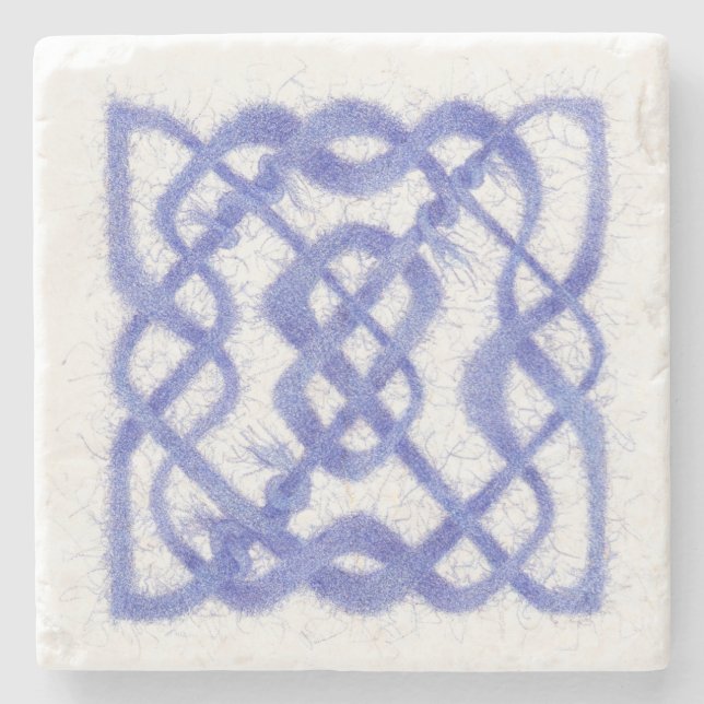 VIOLET CELTIC KNOT Marble Stone Coaster (Front)