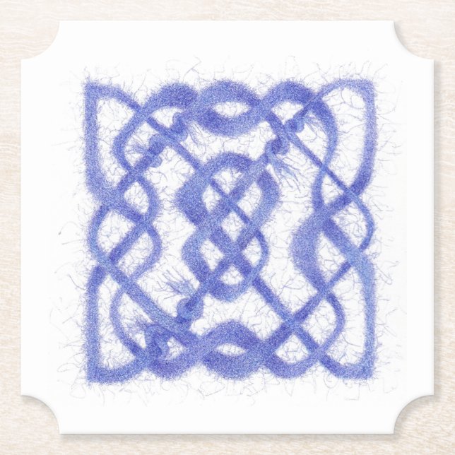 VIOLET CELTIC KNOT Ticket Shape Paper Coasters (Front)