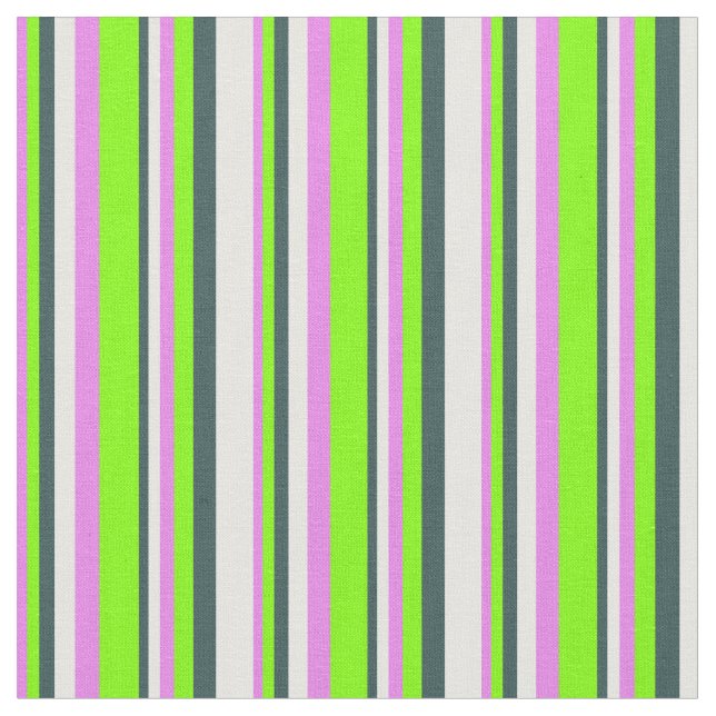 Violet, Chartreuse, Dark Slate Gray & Mint Cream Fabric (Close Up)