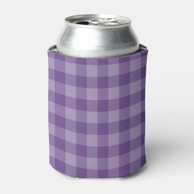 Violet checkered background can cooler (Can Front)
