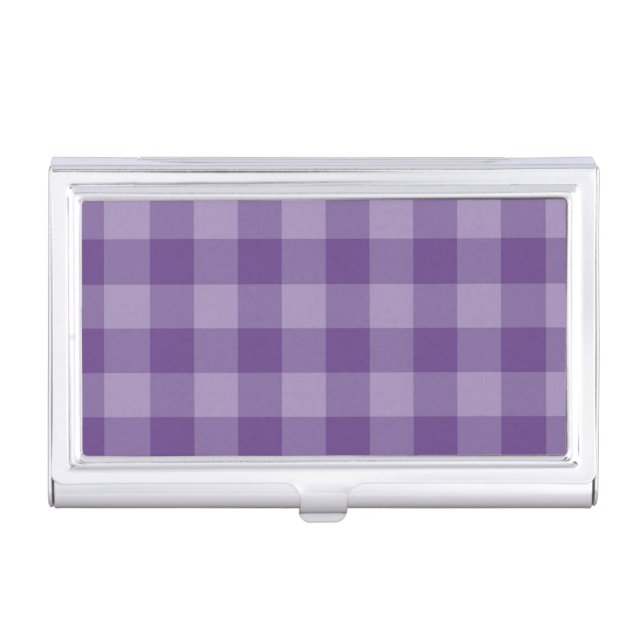 Violet checkered background case for business cards (Front)