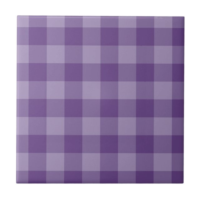 Violet checkered background ceramic tile (Front)