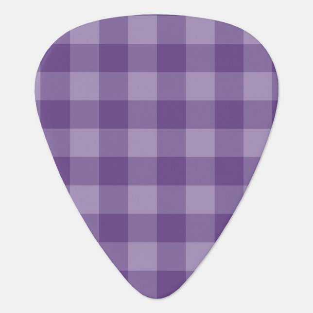 Violet checkered background guitar pick (Front)