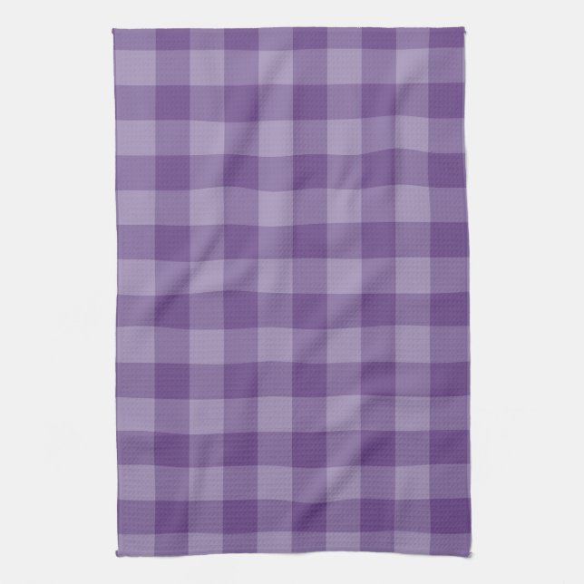 Violet checkered background kitchen towel (Vertical)
