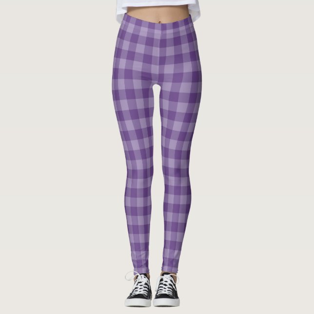Violet checkered background leggings (Front)