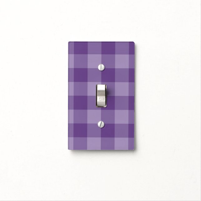 Violet checkered background light switch cover (In Situ)