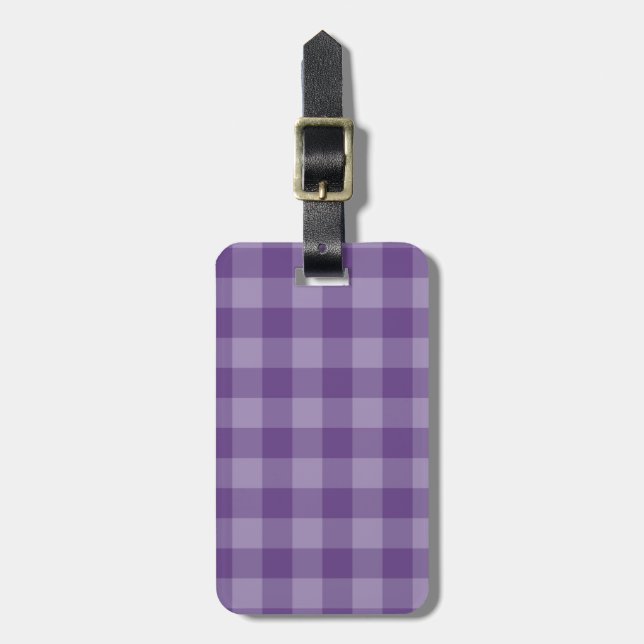 Violet checkered background luggage tag (Front Vertical)