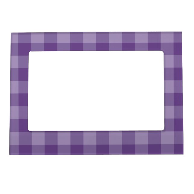 Violet checkered background magnetic photo frame (Front)