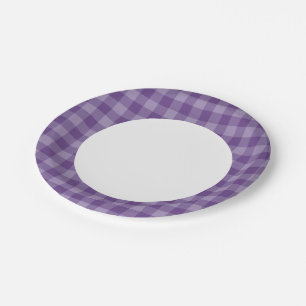 Violet checkered background paper plates