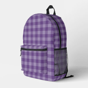 Violet checkered background printed backpack