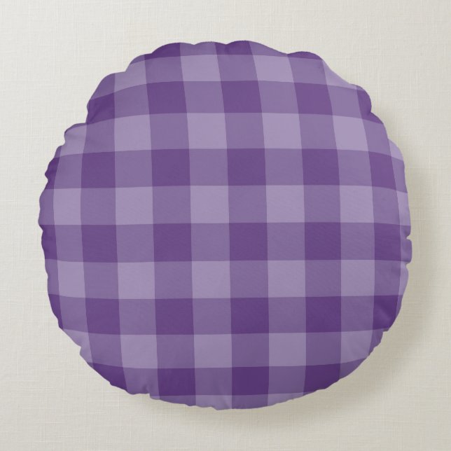 Violet checkered background round pillow (Front)