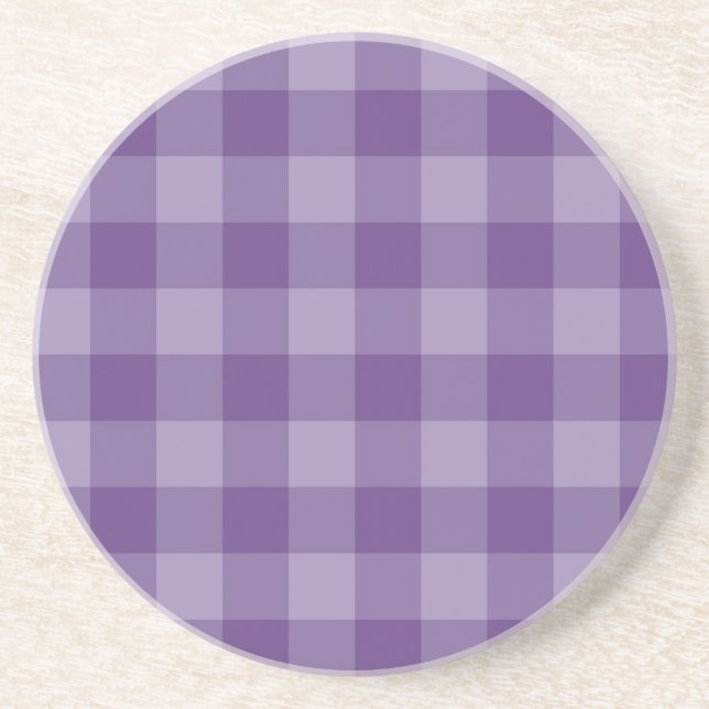 Violet checkered background sandstone coaster (Front)