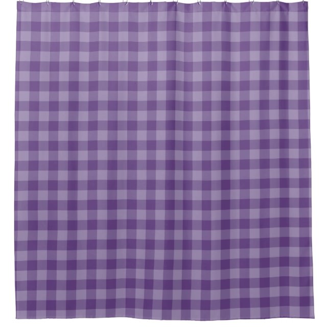 Violet checkered background shower curtain (Front)