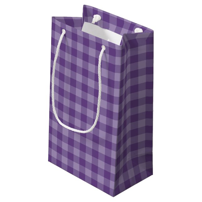 Violet checkered background small gift bag (Back Angled)