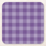 Violet checkered background square paper coaster