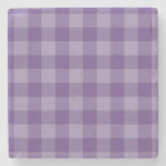 Violet checkered background stone coaster