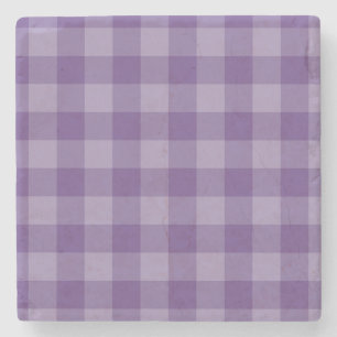 Violet checkered background stone coaster