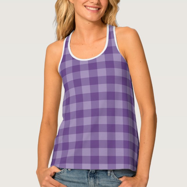 Violet checkered background tank top (Front)