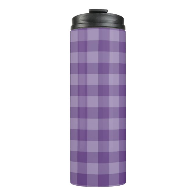 Violet checkered background thermal tumbler (Front)